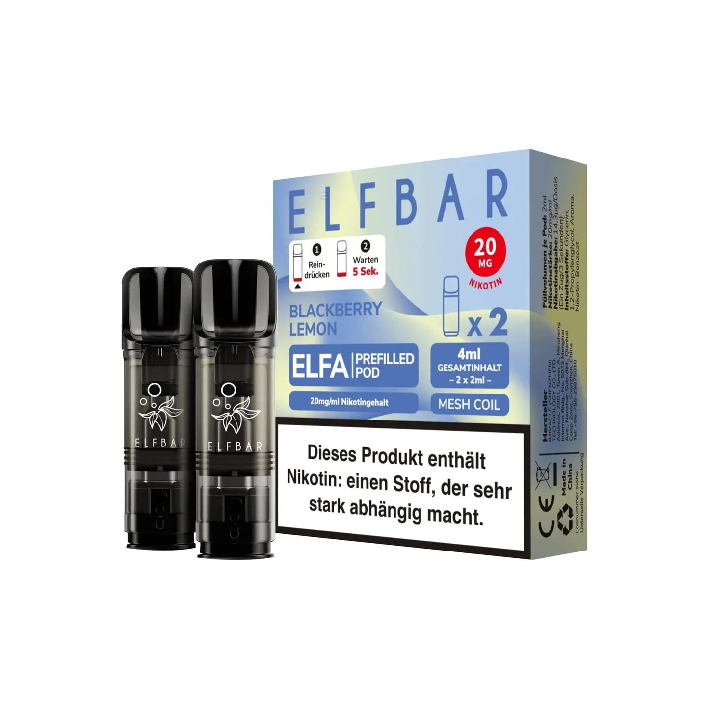 ELFA Pod 2% Nikotin - Blackberry Lemon | 10er Pack günstig kaufen bei BudXpress.de