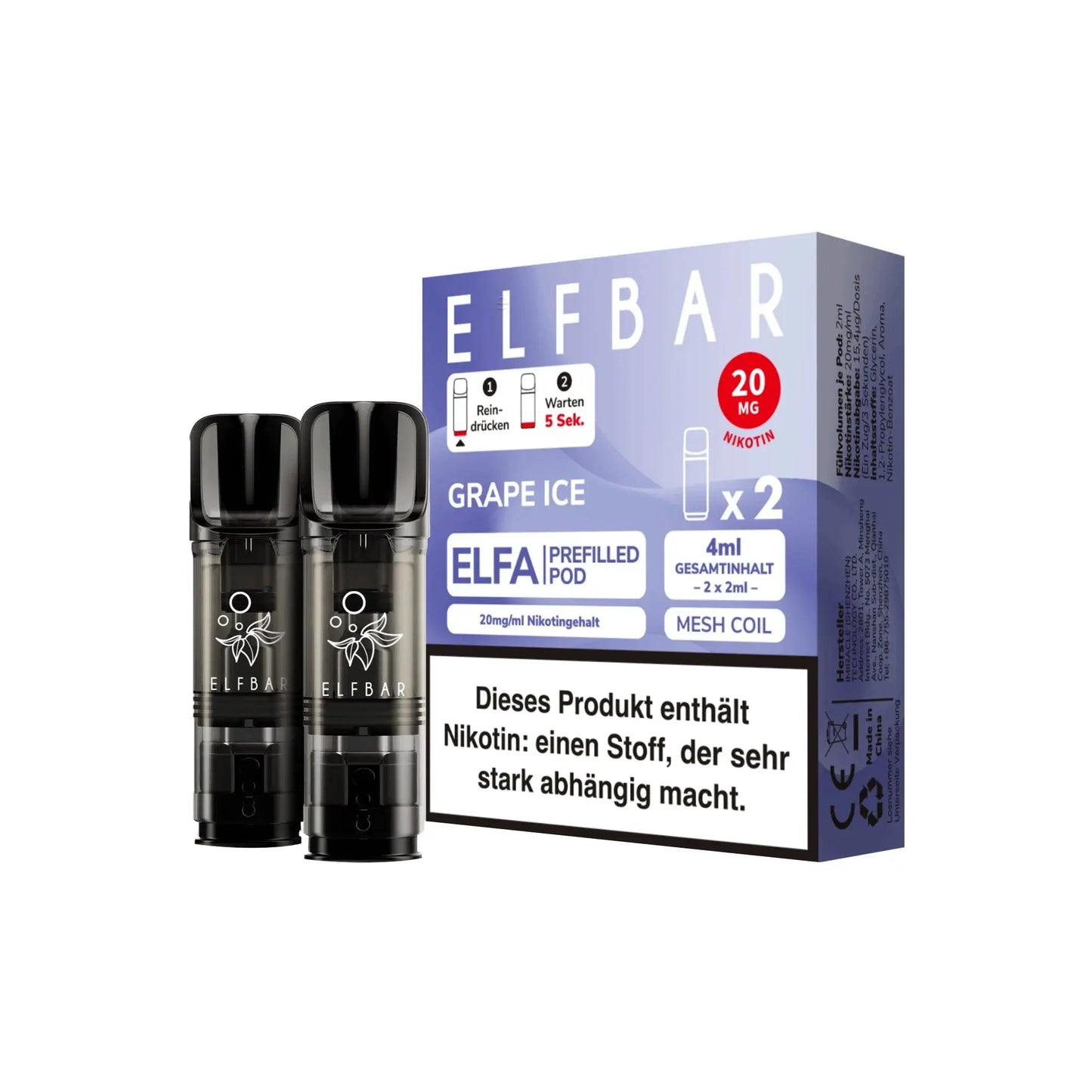 ELFA Pod 2% Nikotin - Grape Ice | 10er Pack günstig kaufen bei BudXpress.de