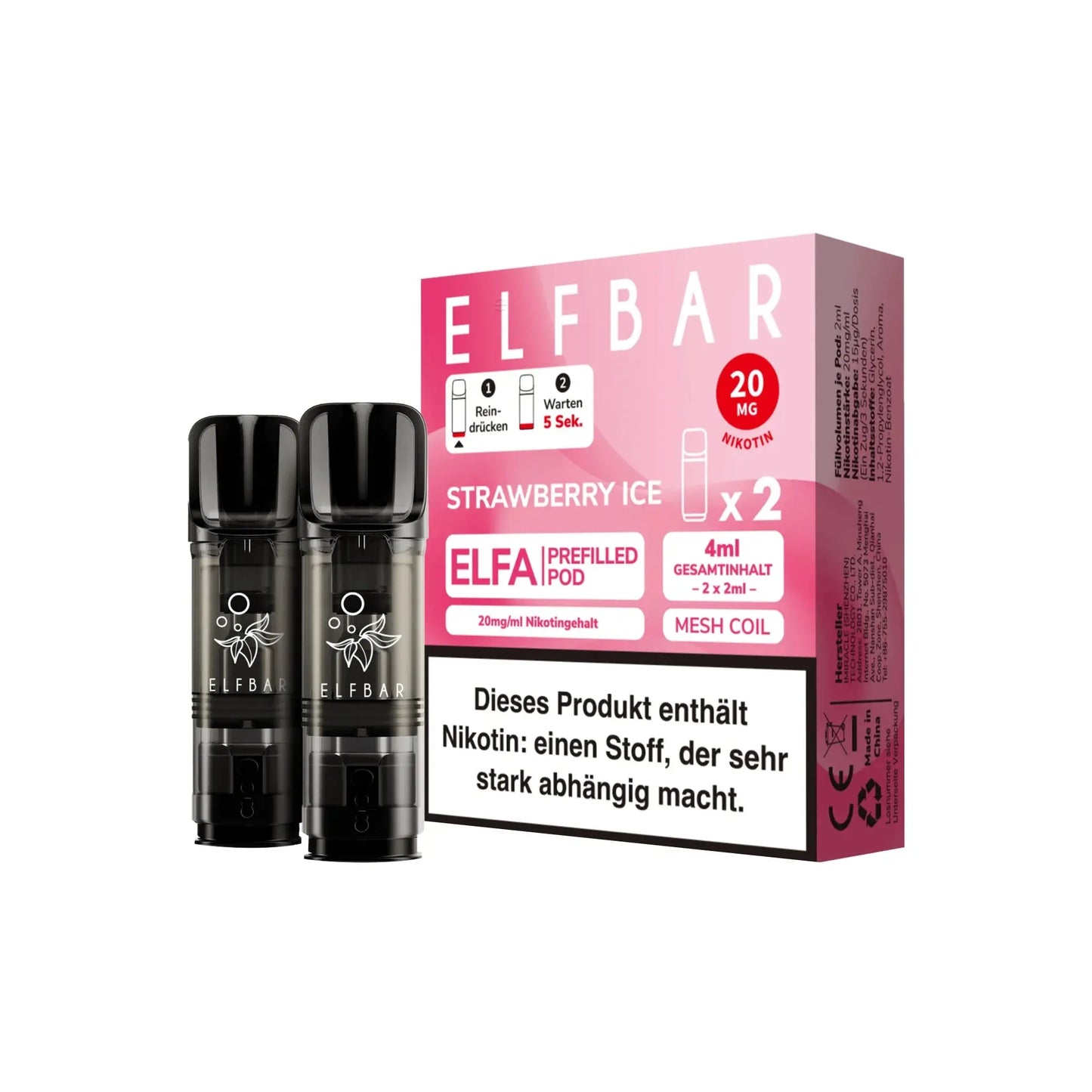 ELFA Pod 2% Nikotin - Strawberry Ice | 10er Pack günstig kaufen bei BudXpress.de