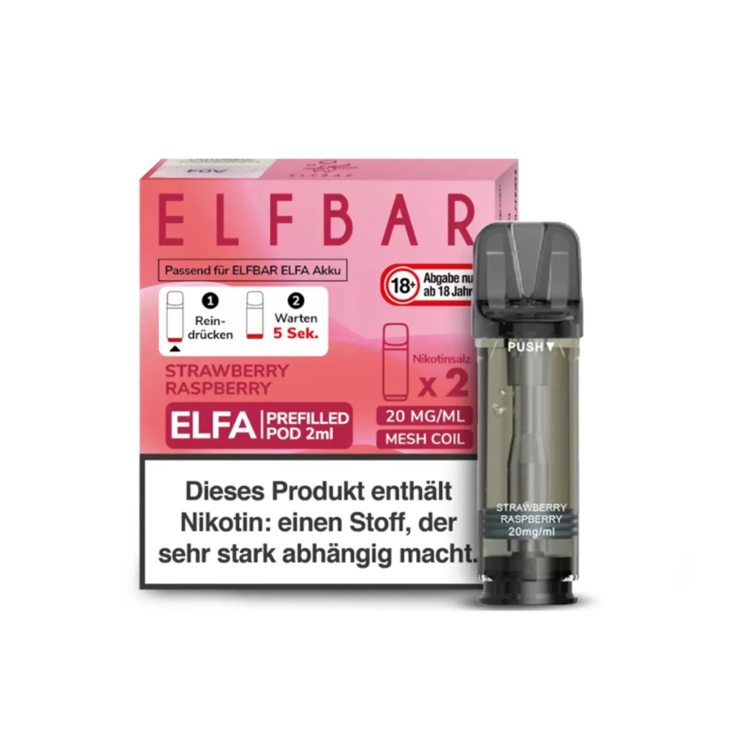 ELFA Pod 2% Nikotin - Strawberry Raspberry | 10er Pack günstig kaufen bei BudXpress.de